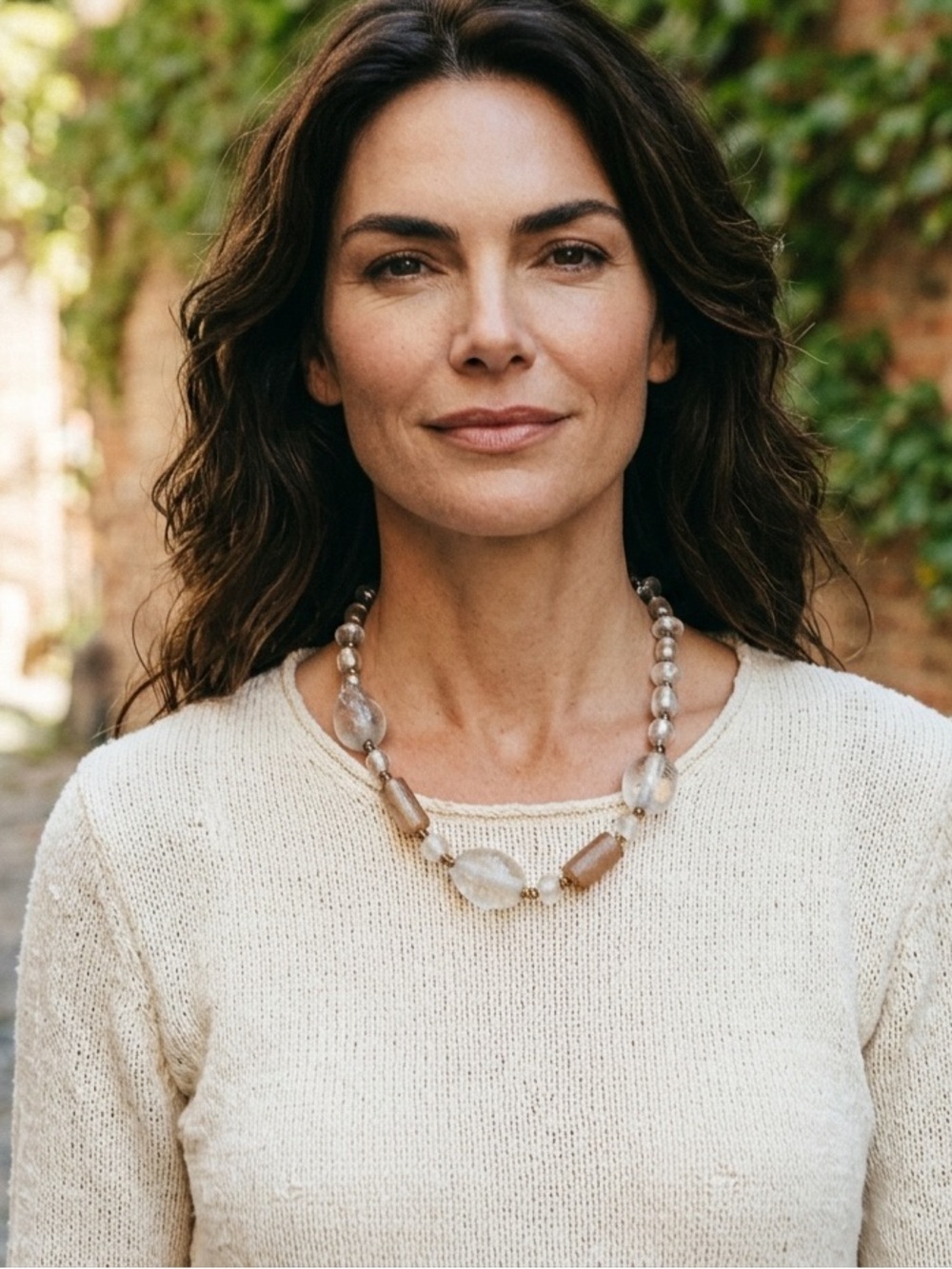 Frosted glass vintage beaded necklace